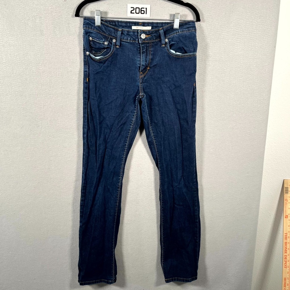 Levi's 518 Straight Jeans Womens 7M Juniors Blue Dark Wash Denim‎ Cotton Stretch